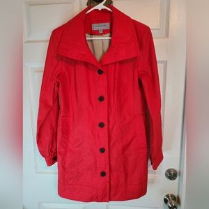 Mark of New York Woman's Long Sleeve Button Down Coat, Size: Medium Color: Red